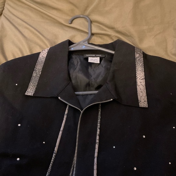 Morgan Cole Womens Sz S Black Zip Jacket Studded Bling Button Cuff Sleeve Lined - Picture 6 of 12